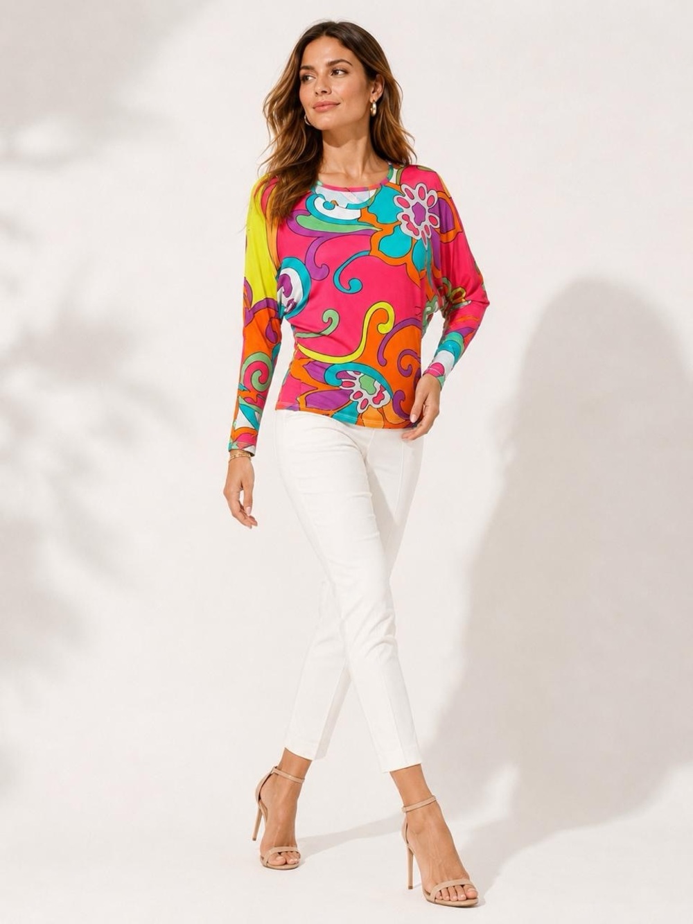 Trina Turk Recreation Pullover Top Women's Pink Floral Asymmetric Size S NWT
